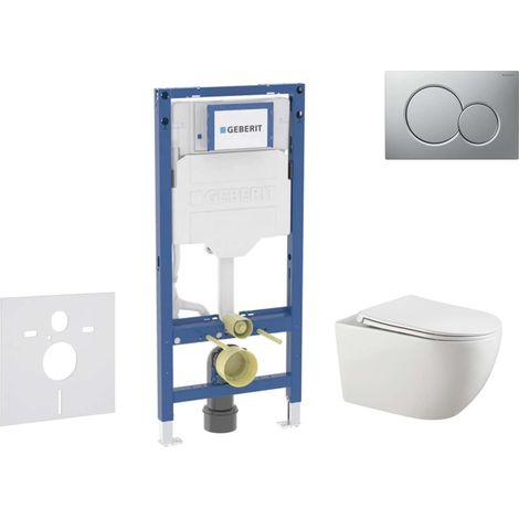 Geberit Duofix - Set con modulo di installazione, vaso WC Gaia e copriwater softclose, placca di comando Sigma01, cromo opaco smaltato SANI11CA1135B