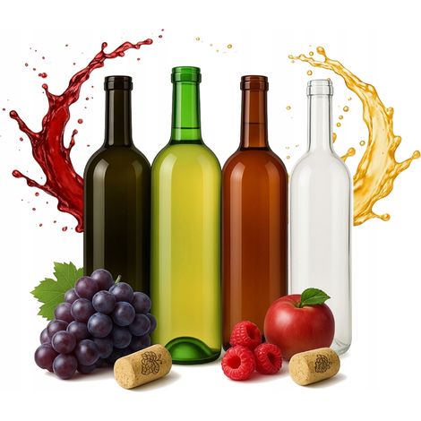 BOTTIGLIA DI VINO TRASPARENTE VERDE OLIVA CON TAPPO DI SUGHERO