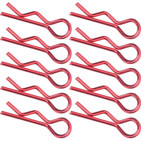 10 clips de carrosserie en métal en forme de R de 7 mm pour voitures RC 1/5, 1/6, 1/8 et 1/10 (rouge) (1/5)