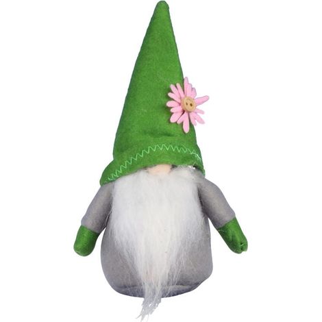 Duende decorativo verde de primavera con barba larga, 15 cm (1/3)