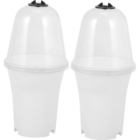 Lot De 2 Pots Succulentes - Plastique Blanc - Avec Couvercle Réglable - Drainage Optimisé - Jardin Intérieur Extérieur - 22x10,5x7cm (1/5)