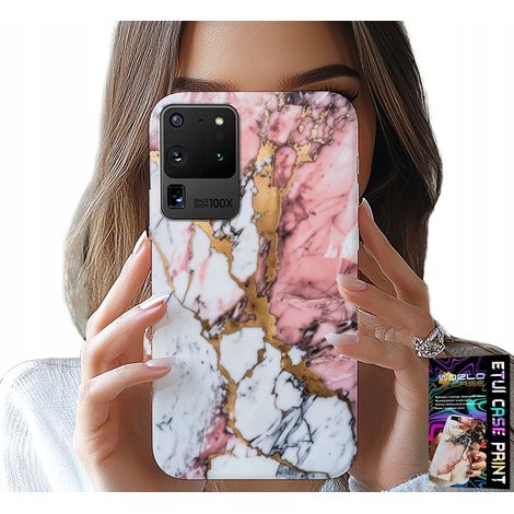 Custodia per Samsung Galaxy S20 Ultra - effetto marmo rosa e bianco, con motivi a pietra (1/5)