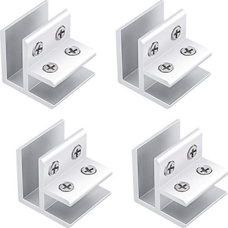 Verstellbare Glasklemmen für Winkelverbindungen – 4 Stück – Silber, für 10–12 mm Dicke