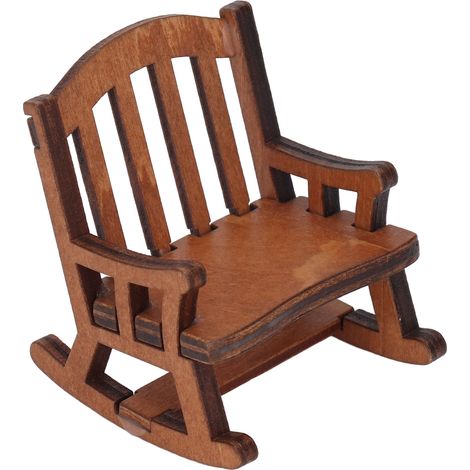Fauteuil à bascule miniature pour maison de poupée à l'échelle 1:12, en bois composite, haute simulation, dimensions : 65 x 57 x 55 mm. (1/5)