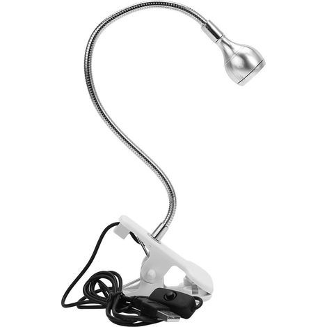 Clip Light, Portable Flexible Gooseneck USB LED Reading Light Table Computer Clip Lamp Cool White Bed Light Clip on Desk Lamp(Silver) (1/5)