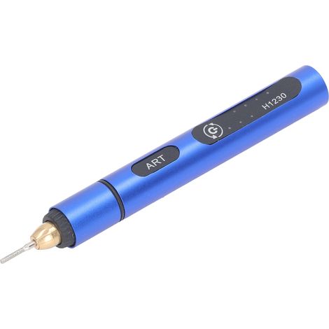 Elektrischer Gravierstift aus Aluminiumlegierung, Mini-USB-wiederaufladbares, tragbares Graviergerät mit 4 Köpfen, 5 V, blau (1/5)
