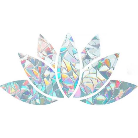 Autocollant électrostatique arc en ciel 16 × 30 cm motif lotus anti collision pour oiseaux décoration de vitres sans colle 1 feuille (1/5)