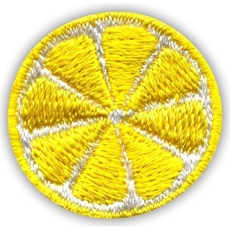 Aufnäher „Zitronenscheibe“ – Klein – Selbstklebende Rückseite – Gestickter Aufnäher/Abzeichen/Emblem