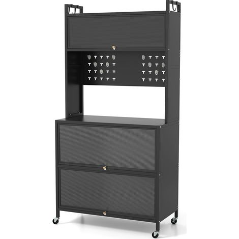 COSTWAY 5 Tier Kitchen Bakers Rack Multifunctional Microwave Stand-Black (1/5)