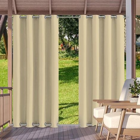Outdoor curtains for pergola terrace waterproof wide width thermal blackout curtain double insulation anti cold and heat draperies (1/4)
