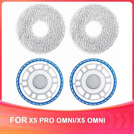 Lot de 2 lingettes de nettoyage avec support de rechange pour aspirateur robot Ecovacs Deebot X5 Pro Omni/X5 Omni - Pièces de rechange (1/5)