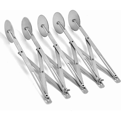 Couteau à pizza à 5 roues en acier inoxydable avec coupe-pâte réglable et diviseur de pâte pour pâtisserie, pizza, pâtes, gâteaux et biscuits - Outil de cuisine et de pâtisserie (1/2)
