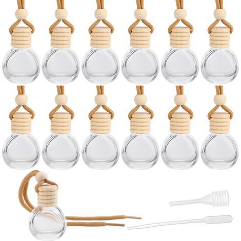12Pcs Bouteille Parfum Voiture Bouteilles Parfum Verre Vide Désodorisant 10ml Huile Essentielle Aromathérapie Diffuseur Rechargeable Bouteille Pendentif Décoration pour Voiture Masion Voyage (1/5)