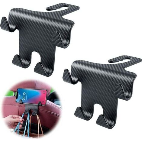 Crochet Appuie-Tête Voiture Universel de pour Support D'appui-tête, XU, Equipé Téléphone Téléphone/Sac à Main, Accessoires Universels (Noir) KZQ - KZQ