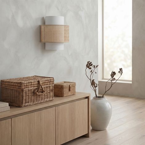 Aplique de Pared de Vienés Natural y Blanco  Serie CIRA (1/5)