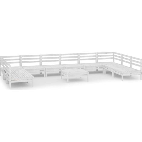 Maison Exclusive - Set Salotto da Giardino 11 pz Bianco in Legno Massello di Pino (1/5)