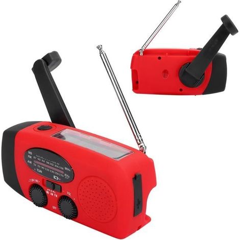 Radio solaire - Non spécifié - Radio dynamo à manivelle - FM/AM/NOAA - Portable - LED éclairage (1/4)