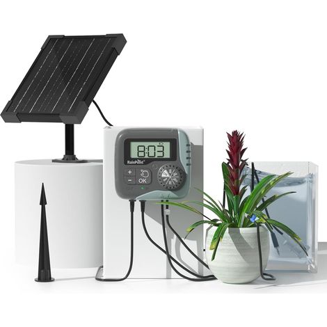 RAINPOINT Solar Drip Irrigation System Outdoor - Automatic Plant Waterer Outdoor DIY Plant Watering System with Rain Delay