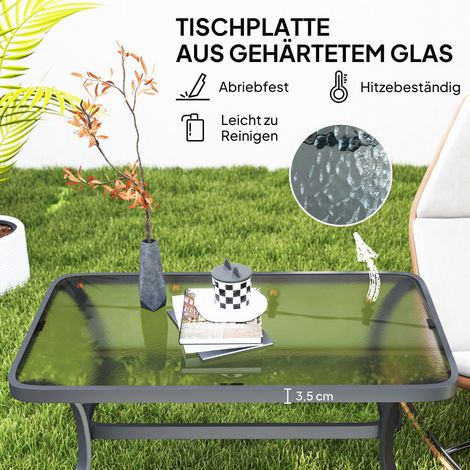 Table d'appoint en verre trempé noir, motif vague, bords arrondis, parfaite pour terrasse ou balcon, 95 x 55 cm (1/4)