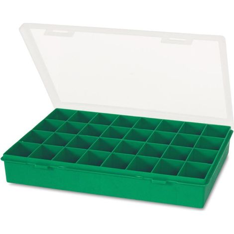 TAYG estuche 13-32 usos diversos , Estuche multiusos con compartimentos  modelo 13 32 Medidas 330x247x54mm Fabricado en polipropileno Color verde con tapa transparente&lt (1/6)