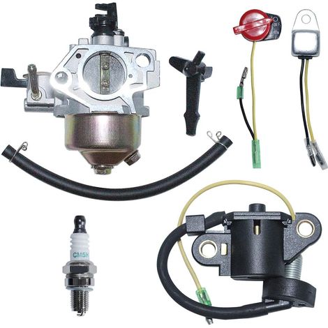 Kit d'interrupteur de capteur d'huile de carburateur et bougie pour moteur de tondeuse Honda GX390 13HP Remplacer 16100-ZF6-V01 (1/5)