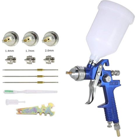 Professional HVLP Paint Spray Gun, Gravity Feed Paint Spraying System, 3 Nozzles (1.4mm, 1.7mm, 2.0mm), 600cc Cup (1/5)