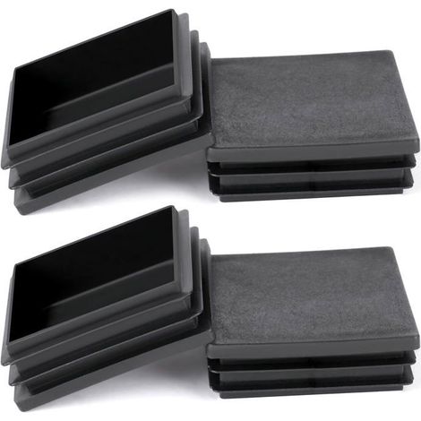 Bouchons carrés 50x50mm Lot de 4 Plastique PE noir Protection des sols et fonctionnement silencieux Pour tables et chaises (1/5)