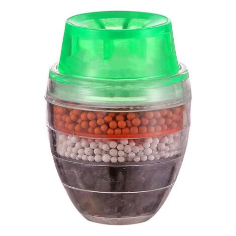 Vtizikl3 x 6cm, (Vert) Lot de 2, Filtre à eau Robinet à charbon actif, Filtration à 5 couches, Mini filtre purificateur d'eau Filtre à eau de robinet de cuisine (1/5)