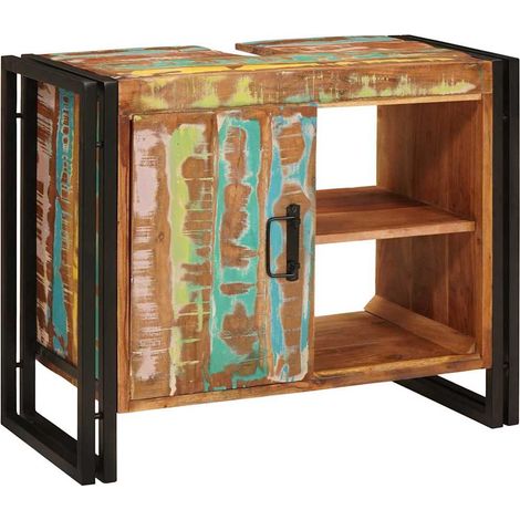 Meuble sous évier avec étagère Multicolore Bois Recyclé Solide