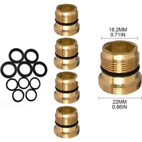 Connecteur d'aérateur de purificateur d'eau en laiton, adaptateur de robinet de cuisine mâle et femelle en laiton, diamètre intérieur 18,2 anneaux, 22 mm. (1/5)