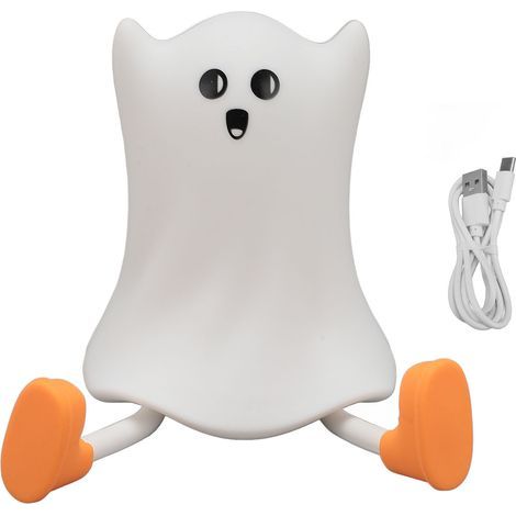 Cute Silicone Night Light, Rechargeable, 3000K, Warm White, Dimmable, LED, Tap-on Ghost Lamp, for Bedroom (1/5)