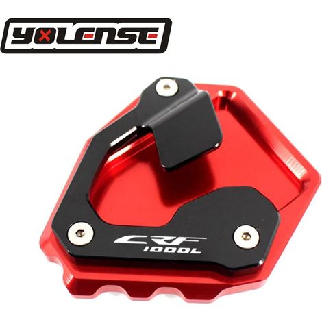 (Rouge - CRF1000L) Compatible avec HONDA CRF1000L CRF 1000L Africa Twin ABS/DCT 2016-2022. Béquille latérale CNC, extension et support maxpower. (1/3)