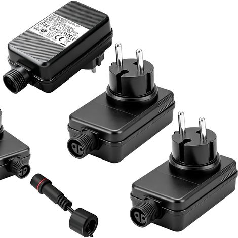 Adaptateur Secteur LED 12 V 2 A 24 W, Lot de 3, étanche IP44, pour guirlandes Lumineuses de Jardin, guirlandes de Noël, guirlandes Lumineuses en Filet, Adaptateur Prise UE (1/5)