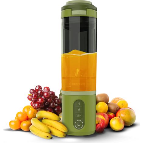 Cecotec Batidora de Vaso Individual Power Titanium Shake2Go Olive. 180W, Vaso Tritan 600ml Libre BPA, 3 Programas Automáticos