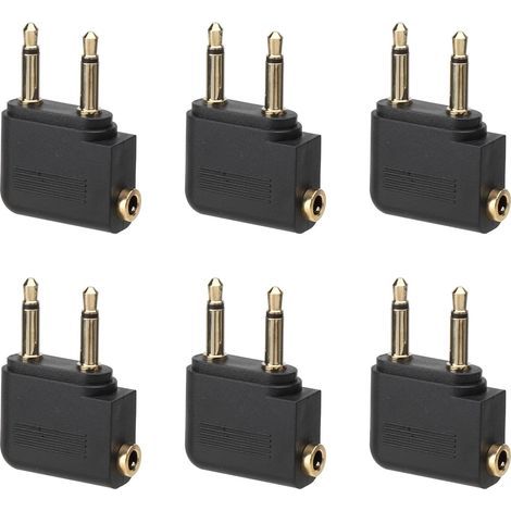 Confezione da 6 adattatori per casco da aereo, doppia presa da 3,5 mm maschio-femmina placcata in oro (1/5)