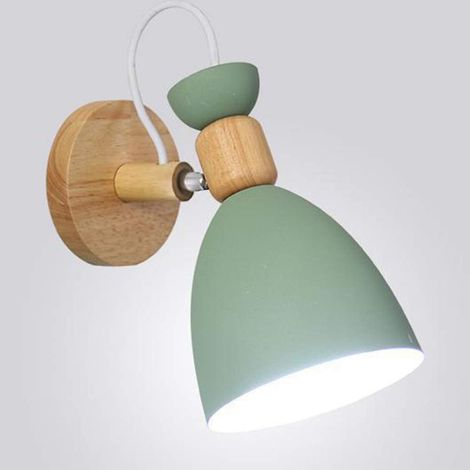 Applique murale moderne et créative, lampe murale simple, douille E27 en fer, style Art déco nordique pour chambre, salon, chambre d'enfant, restaurant, couloir, escalier (vert) (1/5)