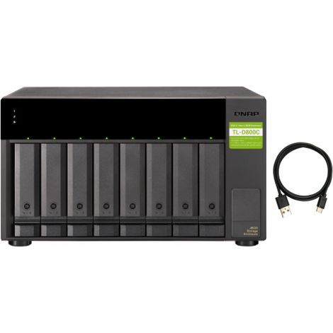 Carcasa de almacenamiento QNAP TL-D800C 8 bahías USB 3.2 Gen2 Hot-Swap SATA 6Gb/s Negra/Gris
