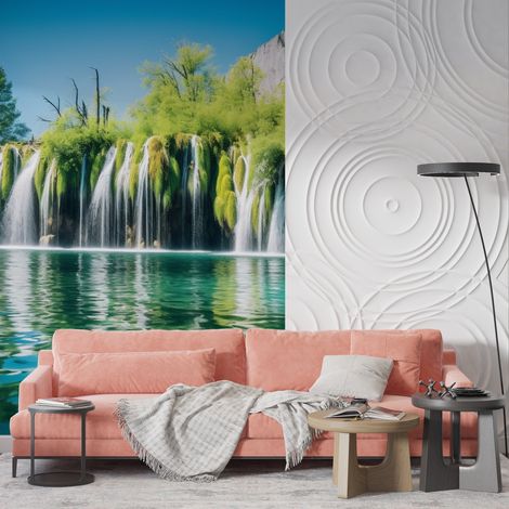 Papier peint foret cascade secrete 1 - 150 x 250 cm (1/2)