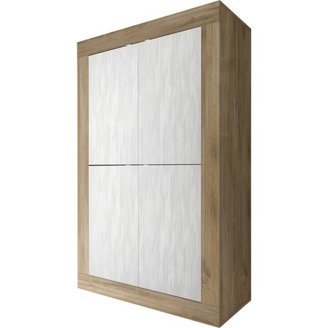 Buffet Design mit 4 Türen aus Holz, Kollektion ACCESS. Farbe Weiß und dunkle Eiche