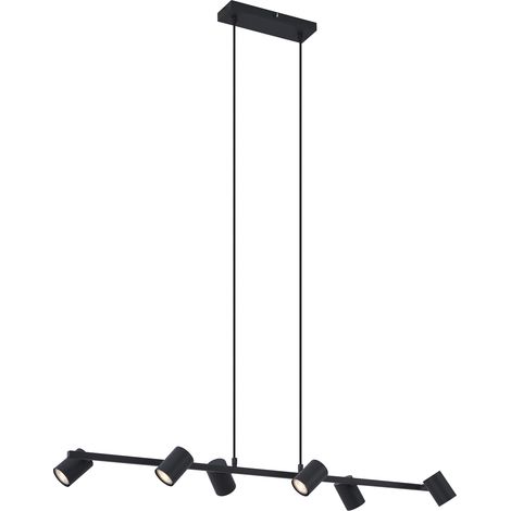 QAZQA Suspension moderne noire à 6 lumières - Jeana Straight
