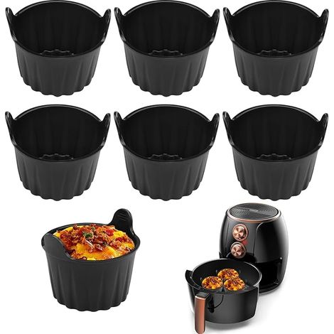 Moule en Silicone Air Fryer 6 Pièces Pour Muffins, Cakes, Puddings, Cupcakes et Pâtisseries