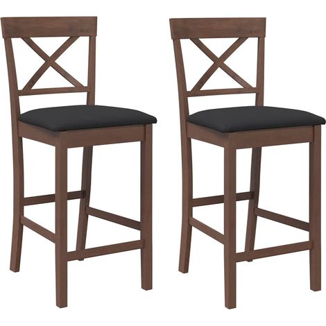 Maison Exclusive - Sgabelli da Bar con Cuscini 2pz Marrone Legno Massello di Hevea
