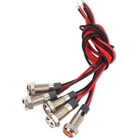 Stück IP66 6mm LED-Warnleuchte, wasserdichtes Metall mit 1NO-Kabel, rot, grün, gelb, blau, weiß, konkave LED-Lampe (AC220V) (1/4)