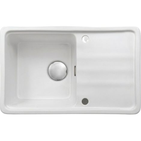 Lavello cucina da incasso in ceramica con 1 vasca e gocciolatoio 78x50 cm bianco - Mira