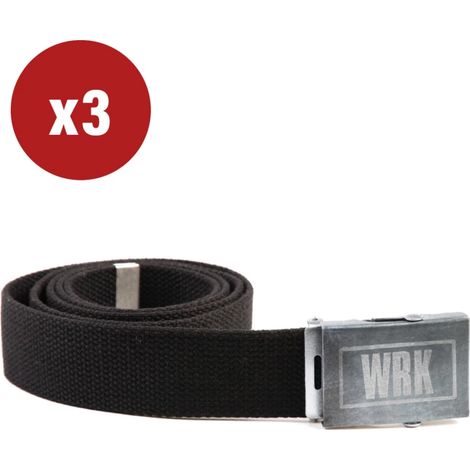 3 pezzi cintura da lavoro "wrk104" con fibbia in acciaio colore nero, tg unica (1/2)