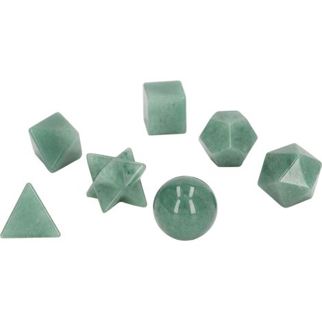 7 cristaux de chakra, pierres de cristal géométriques exquises, ensemble de cristaux de guérison des chakras, convient à la méditation et à la décoration intérieure, vert (1/5)