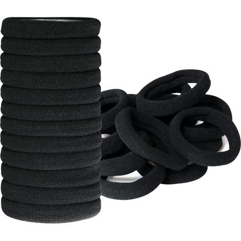 Elastique Cheveux, 50 Pcs Chouchou Cheveux, 8 mm Elastique Cheveux Epais, Epais en Coton Sans Couture, Hair Elastic Band pour Femmes Hommes et Enfants (1/5)