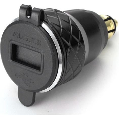 Chargeur USB Double - Voltmètre LED - Entrée DC 12V-24V - Sortie 5V 4.2A - Compatible Prises Hella/DIN - Pour Moto - 1 Pièce (1/4)