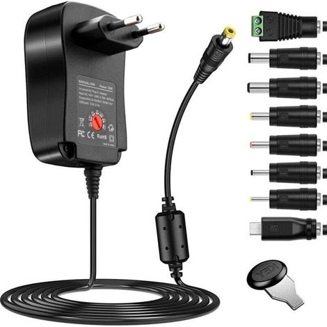 Adaptateur Alimentation AC DC - 3 V À 12 V - 1 A - 8 Connecteurs DC - Pour Appareils Électroniques Domestiques - 1 Pièce
