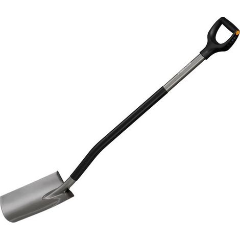 Fiskars – Ergonomic rounded spade shovel 1066710 – Sharp cutting edge for grassy topsoil – D-shaped handle for firm grip – Boron steel head for durability (1/5)